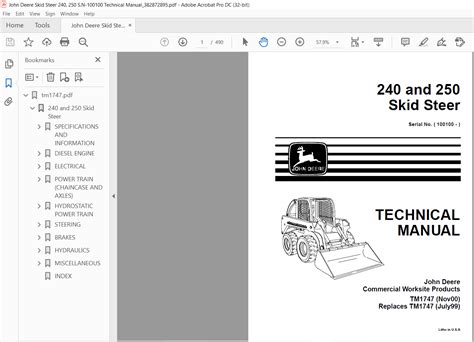 how much does a 240 jd skid steer|240 skid steer service manual.